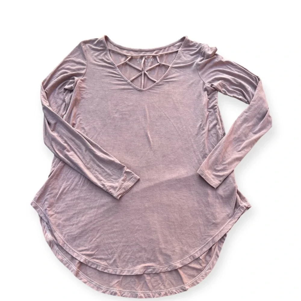 American Eagle‎ Outfitters Women's Small Maeve Soft & Sexy Cut Out V Neck Top - Picture 3 of 5